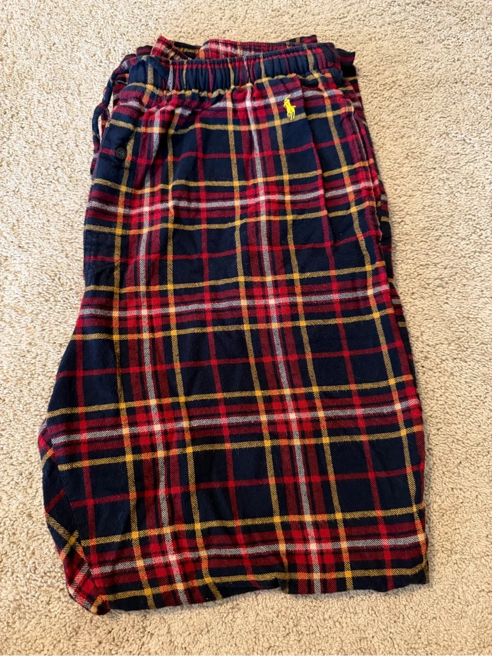 Polo by Ralph Lauren Men’s Medium Plaid Lounge Pants - Navy/Red/Yellow